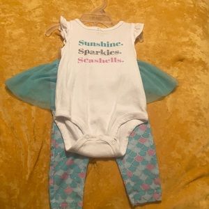 Mermaid patterned onesie with tutu and pants
